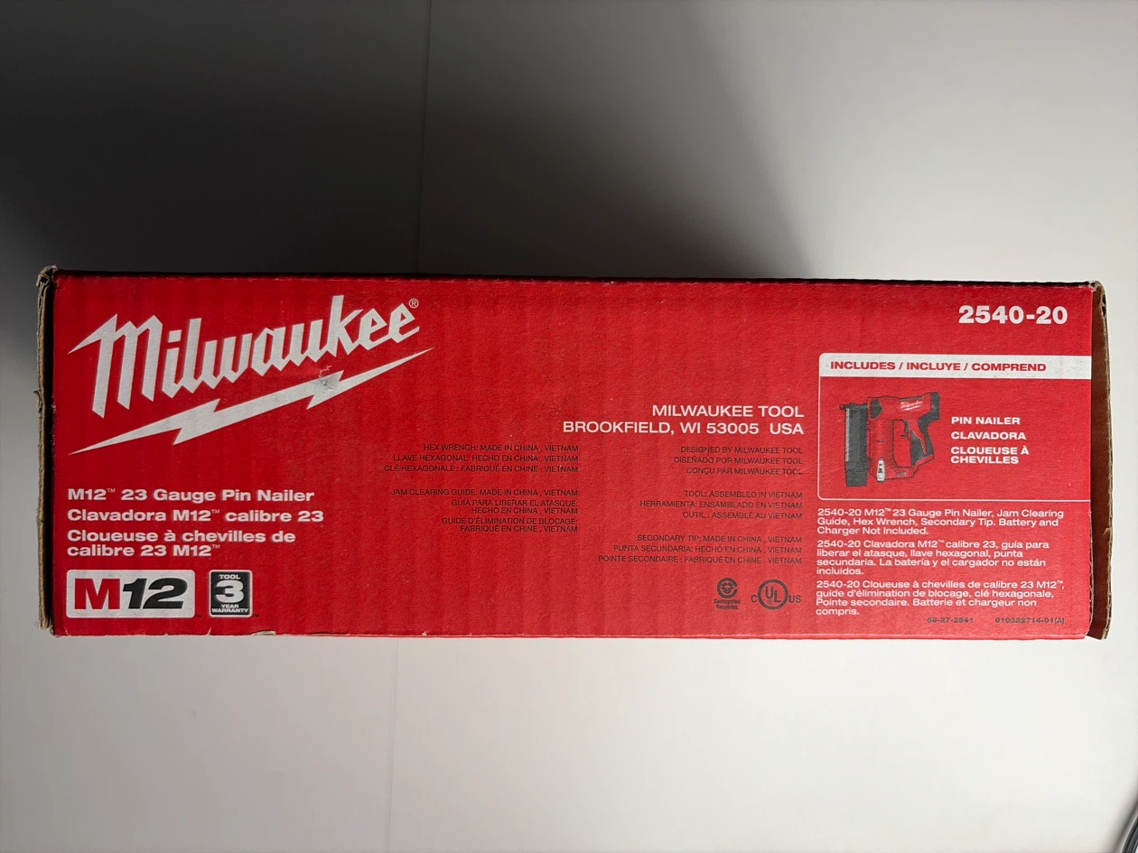 Milwaukee M12 23 Gauge Pin Nailer 2540-20 - photo 2