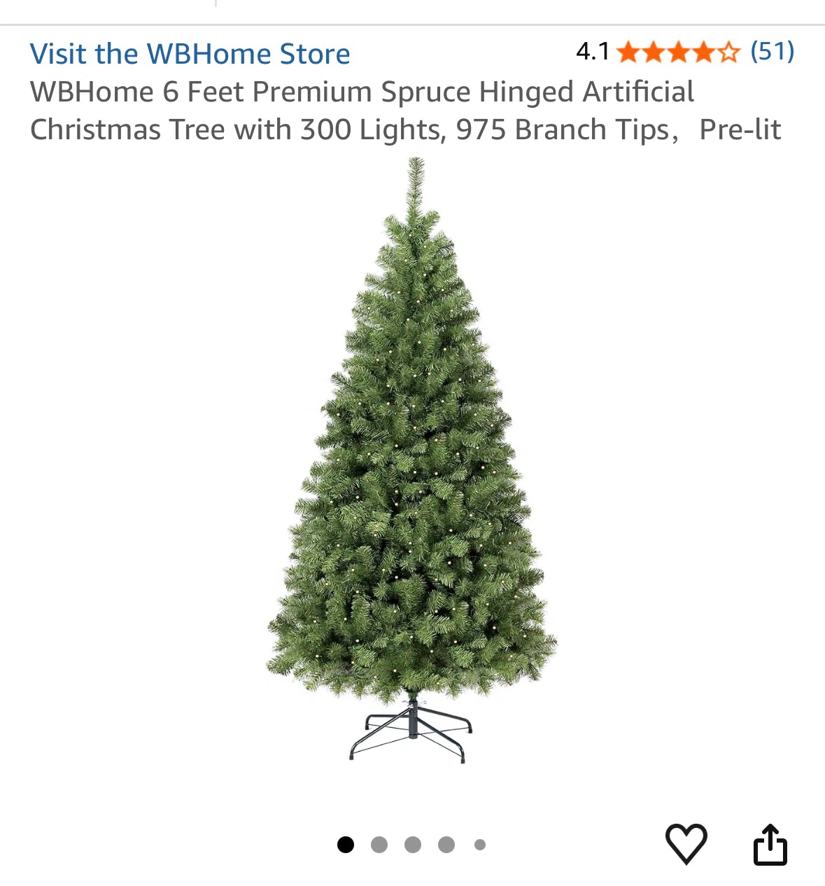 6 Foot Prelit Artificial Christmas Tree