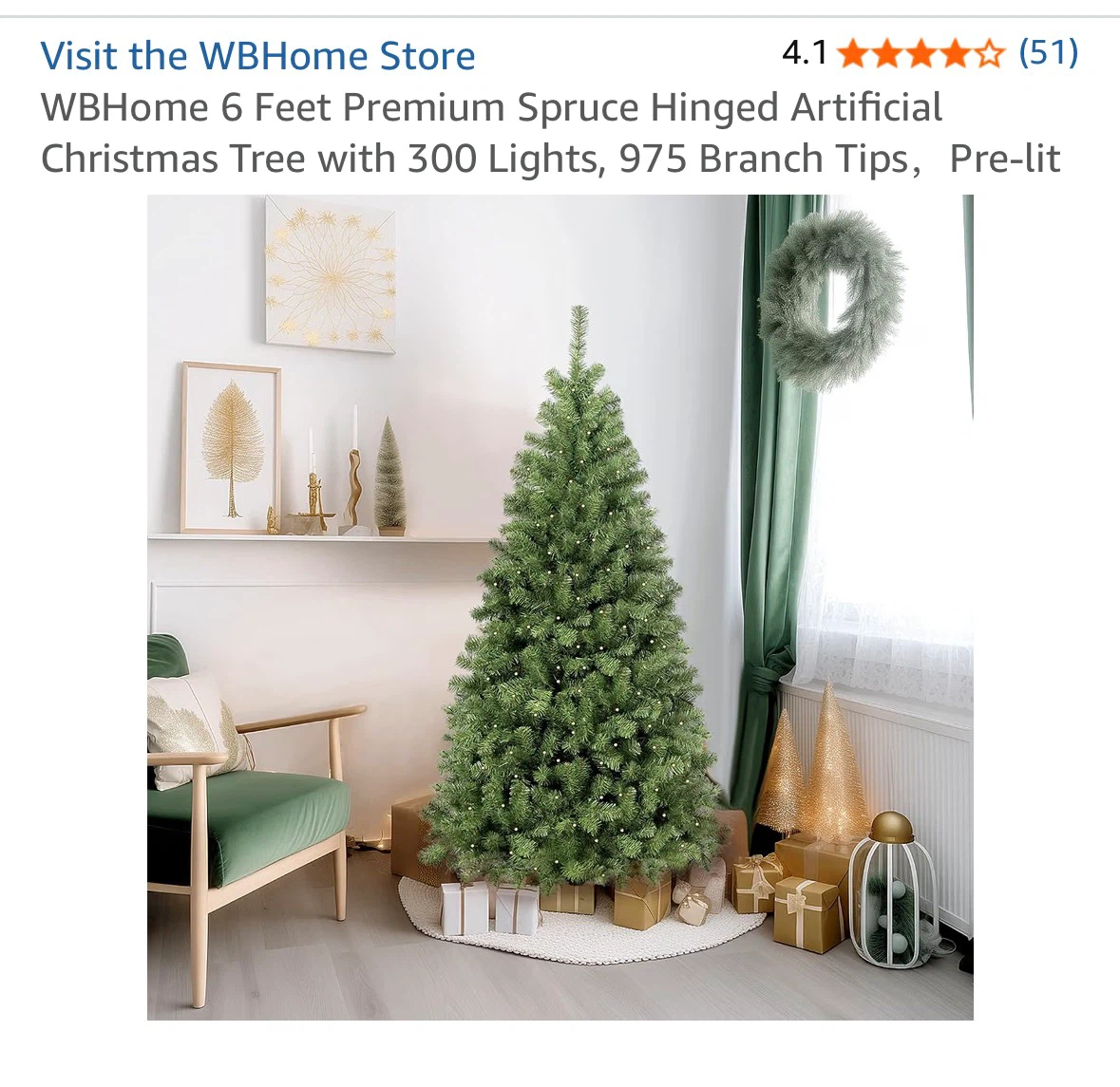 6 Foot Prelit Artificial Christmas Tree - photo 2