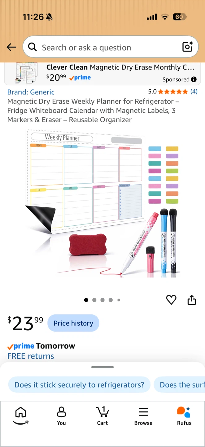Brand New Magnetic Weekly Planner and Shopping List