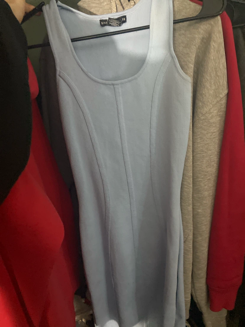 Sinceres Baby Blue Ribbed Tank Dress