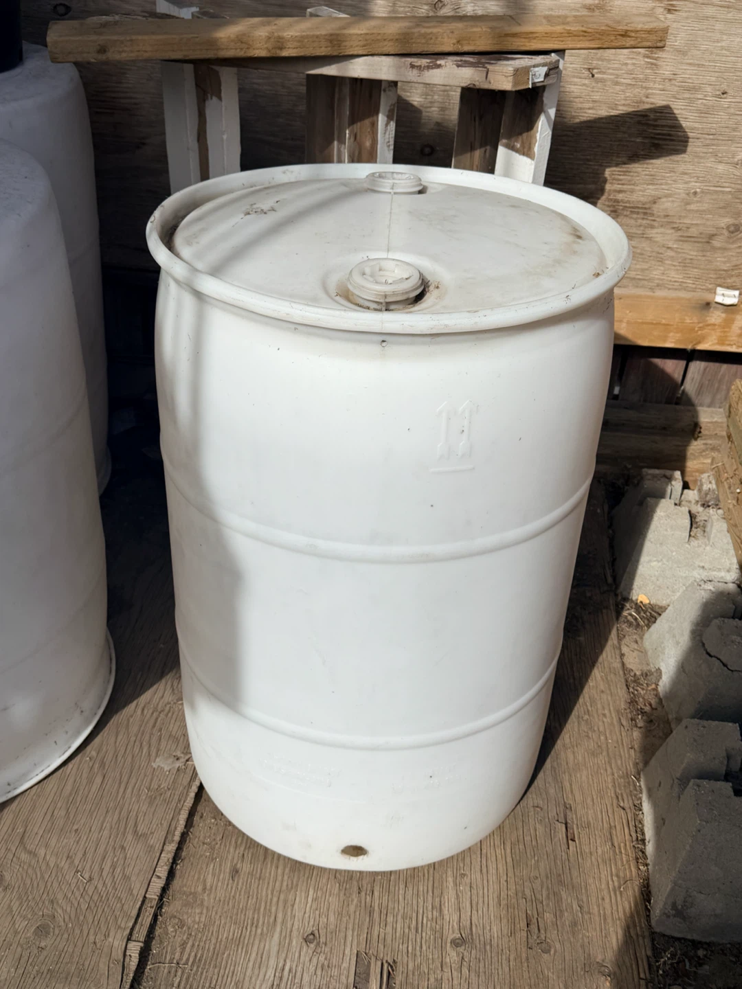 White Plastic rain Barrel
