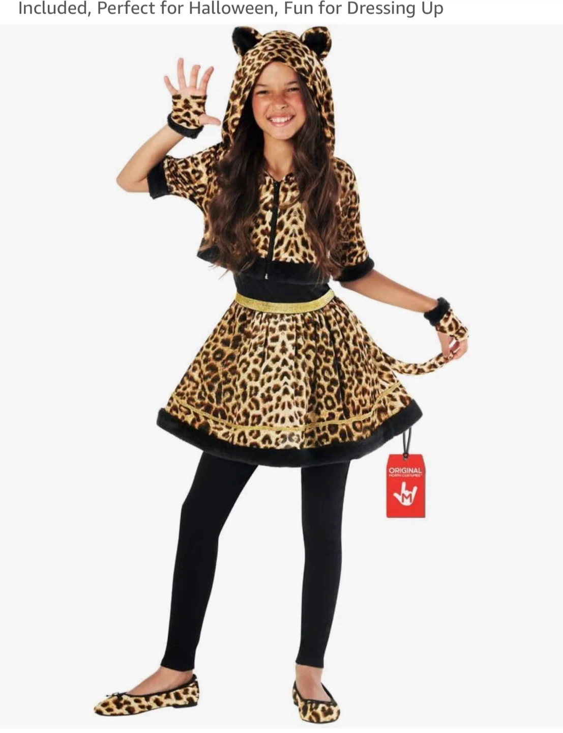 Girls Leopard Print Costume Set  size L 10-12 and Warm Leggings