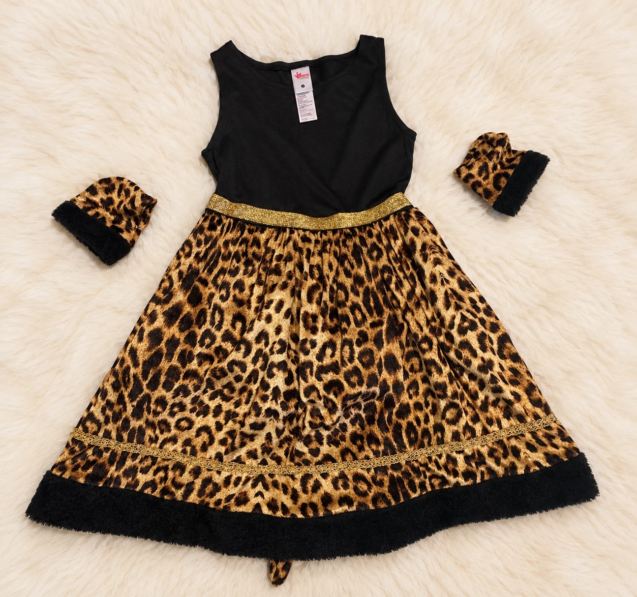 Girls Leopard Print Costume Set  size L 10-12 and Warm Leggings - photo 3
