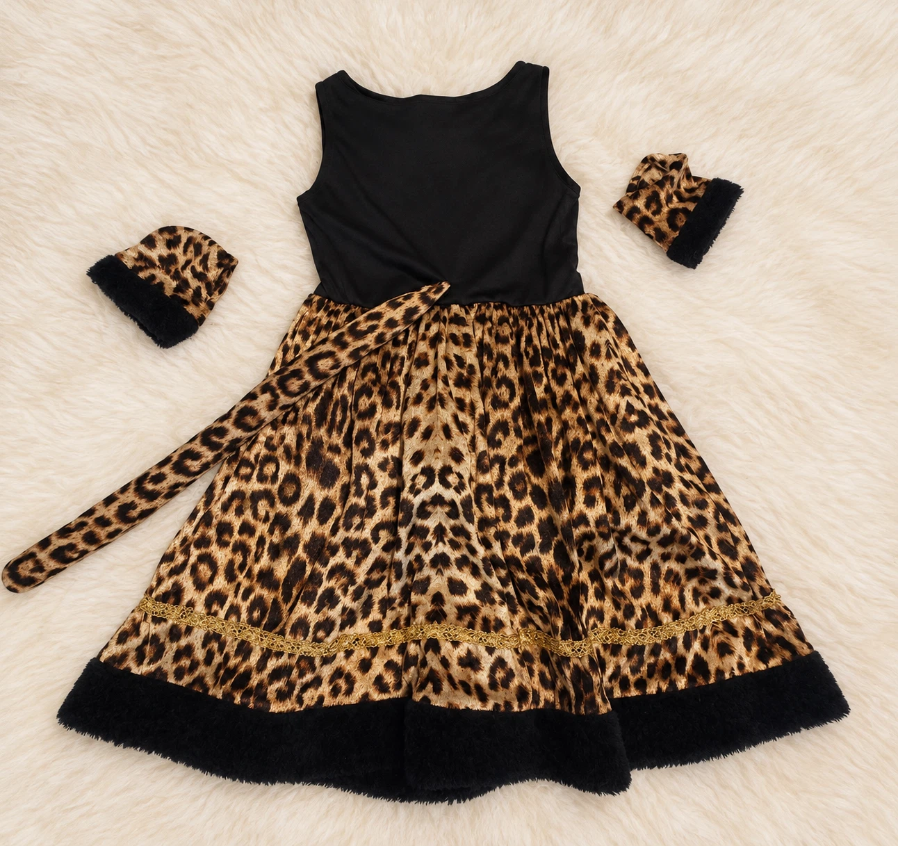 Girls Leopard Print Costume Set  size L 10-12 and Warm Leggings - photo 4