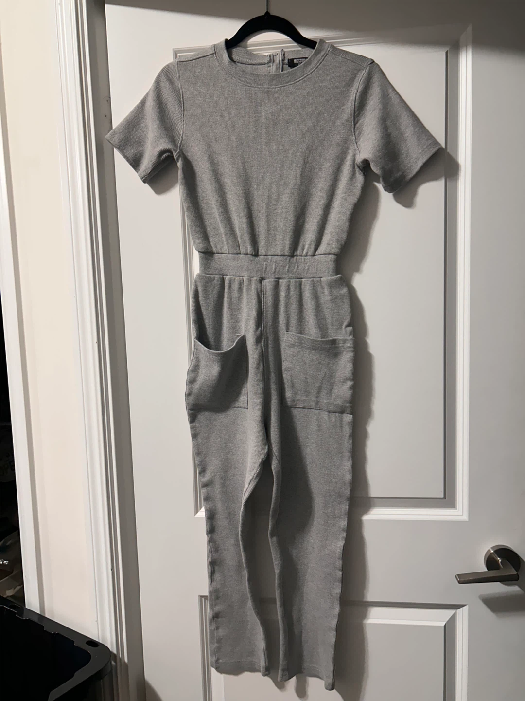 New Missguided Grey Ribbed Short Sleeve Jumpsuit XS - photo 2