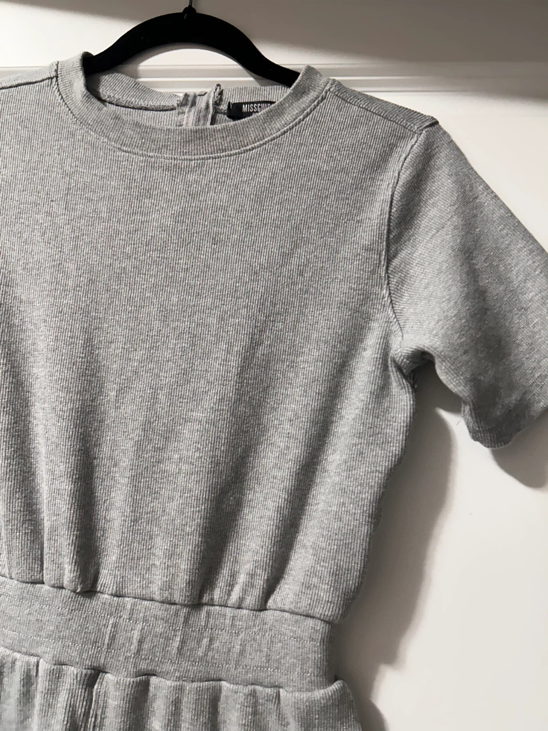 New Missguided Grey Ribbed Short Sleeve Jumpsuit XS - photo 3