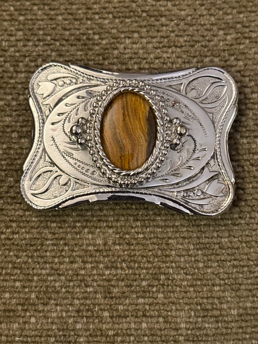 Western Style Belt Buckle with Stone Detail