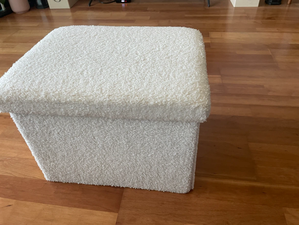 White Sherpa Storage Ottoman