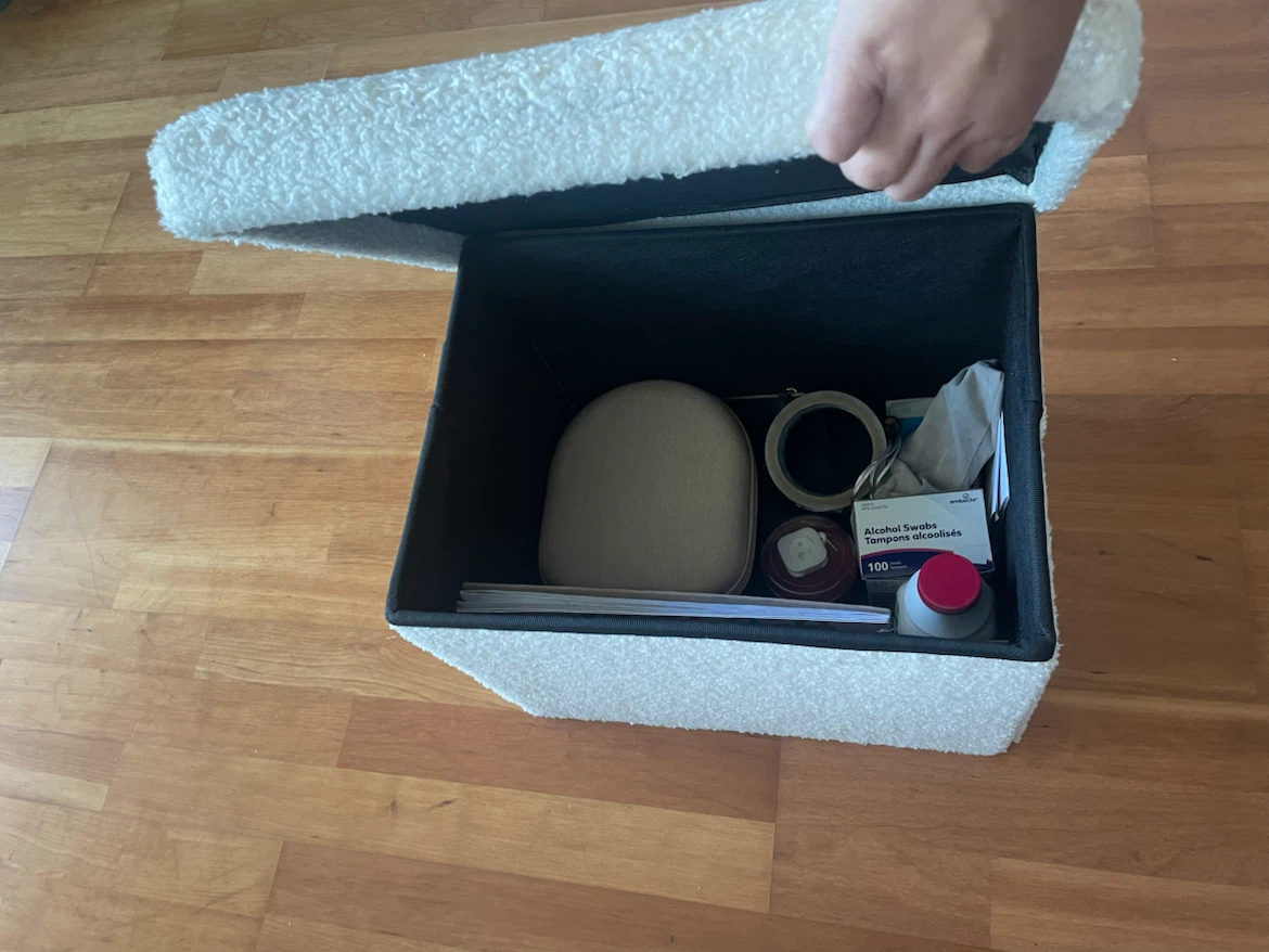 White Sherpa Storage Ottoman - photo 2