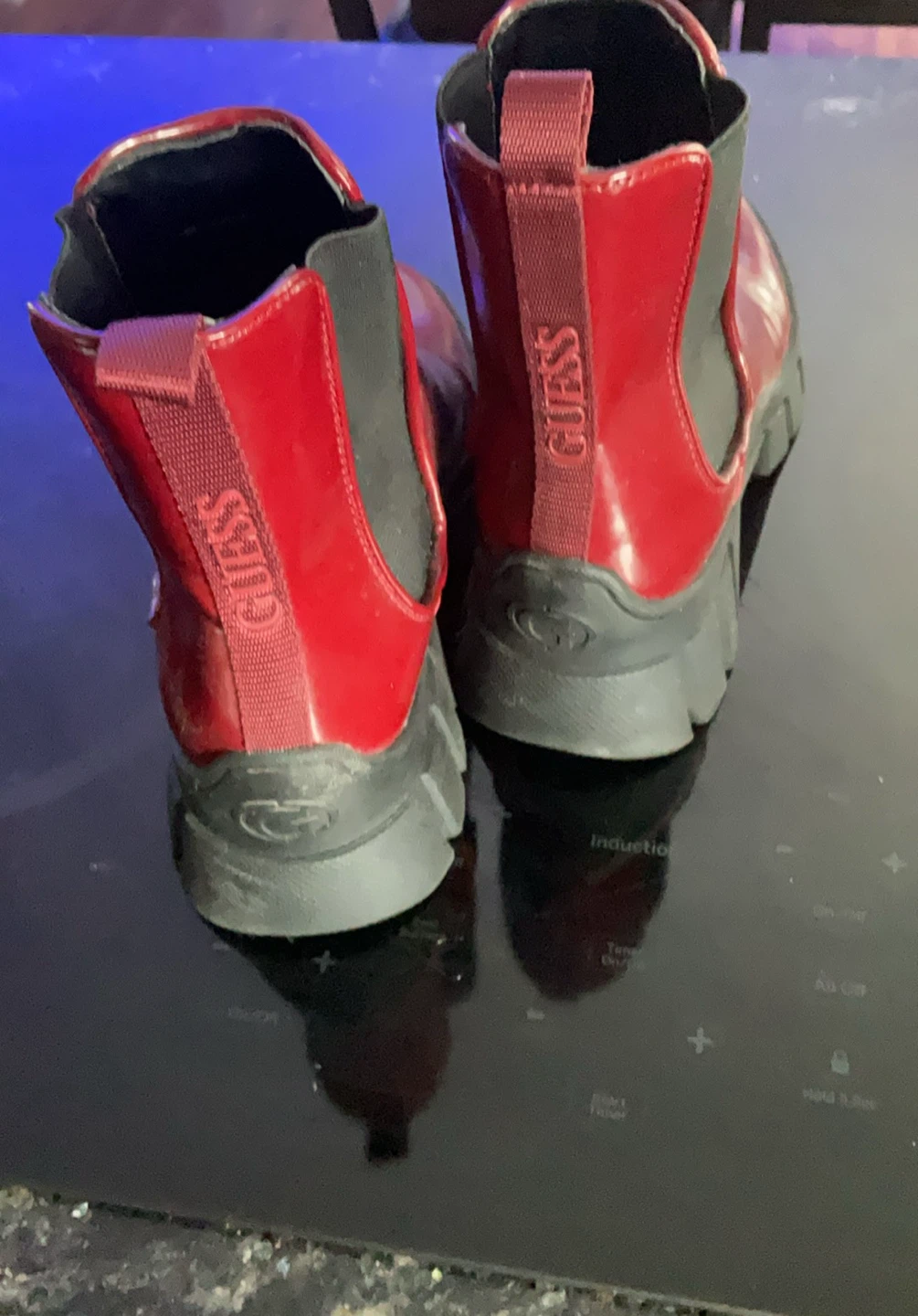 Guess Red Patent Chelsea Boots