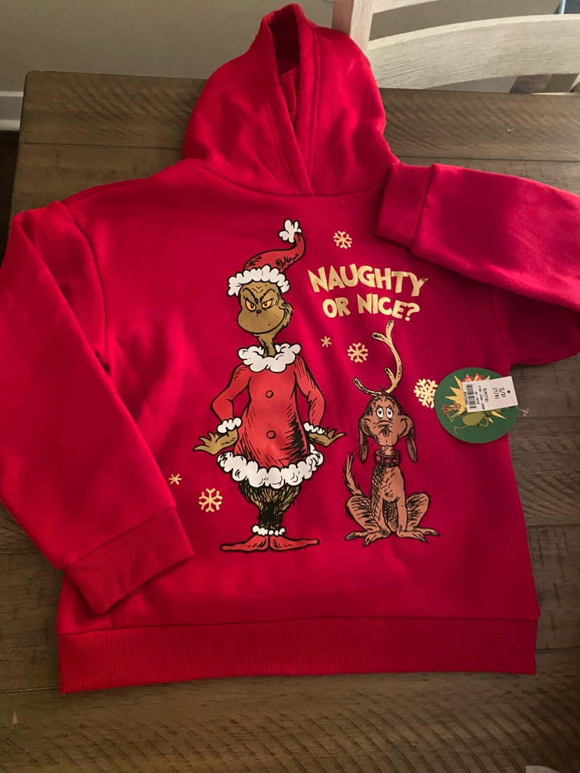 Grinch Naughty or Nice Hoodie - Size S/P (7/8)