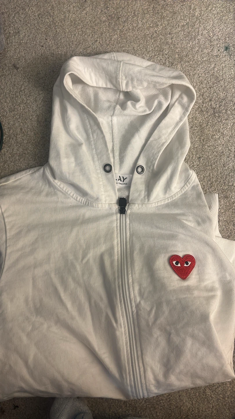 Play Comme des Garçons White Zip Hoodie