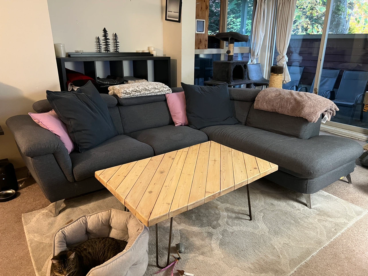 Dark Grey Sectional Sofa with Chaise