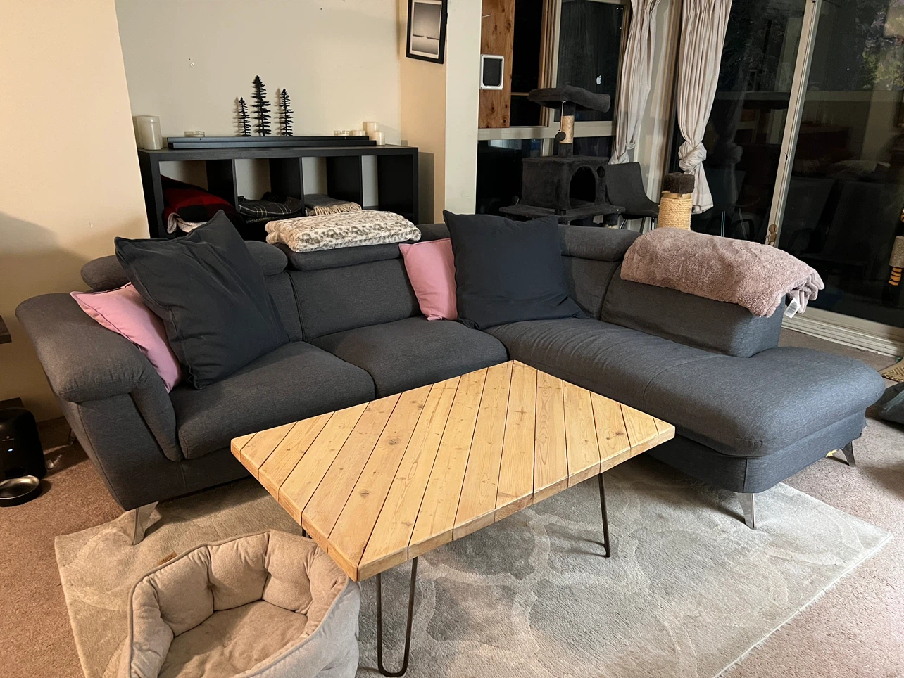 Dark Grey Sectional Sofa with Chaise - photo 2