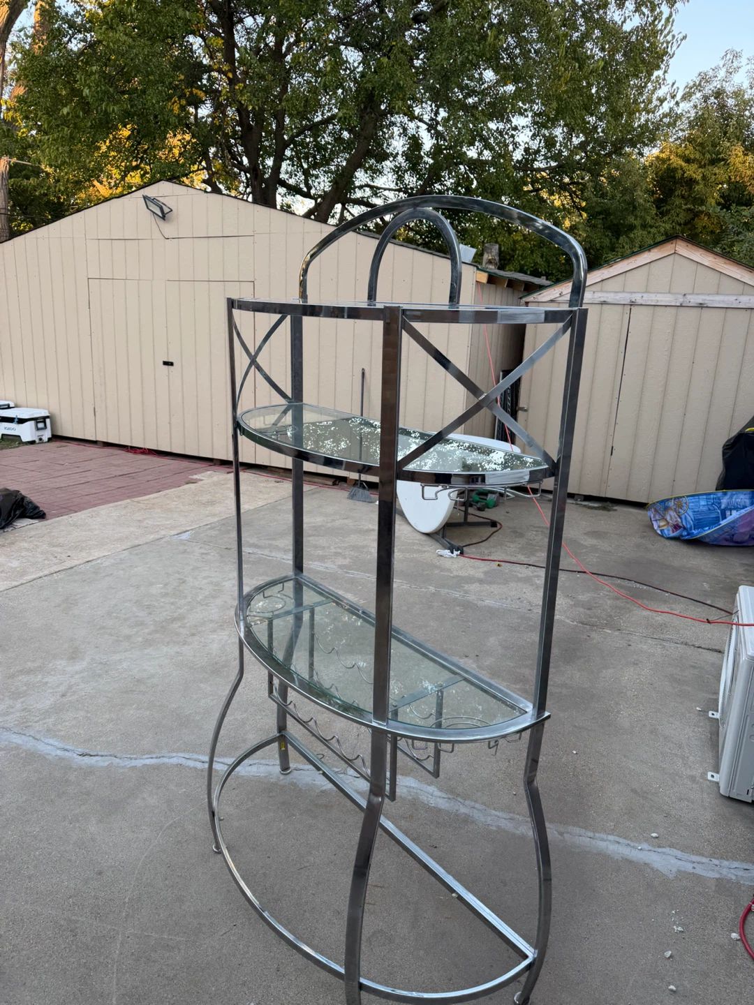 Chrome Metal and Glass Bar Shelf - photo 2