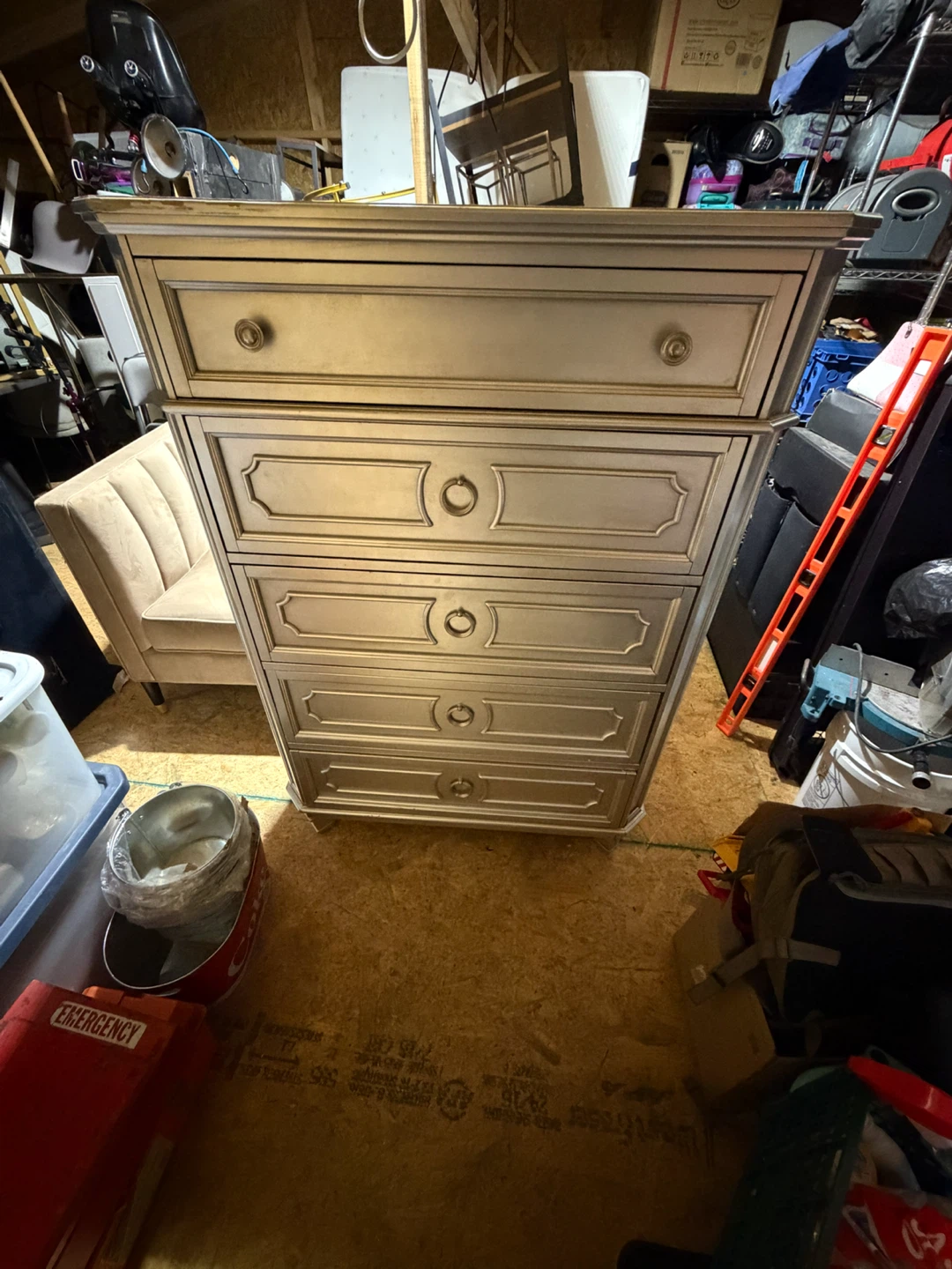 Silver Five-Drawer Chest