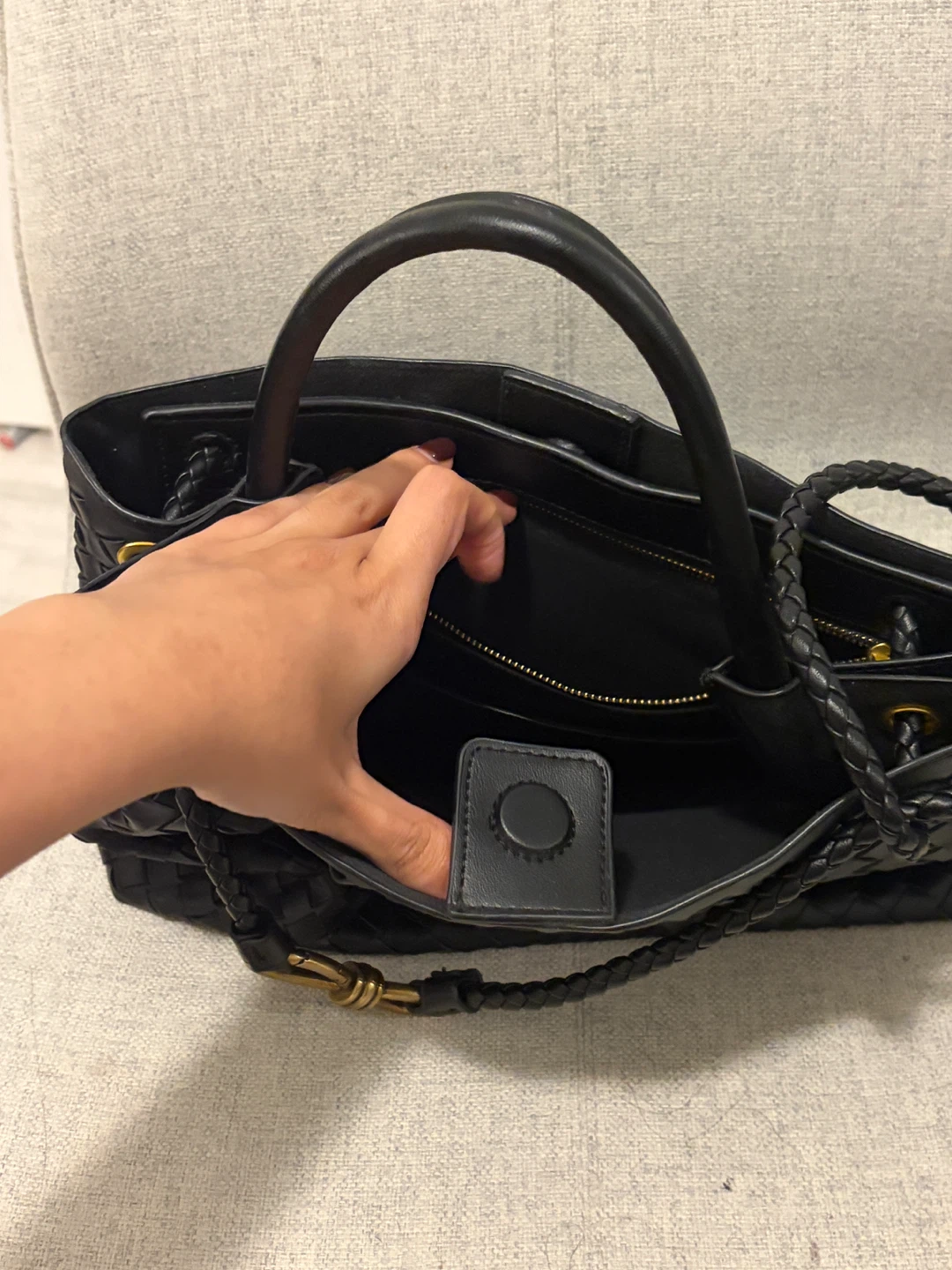Black Woven Leather Handbag - photo 2