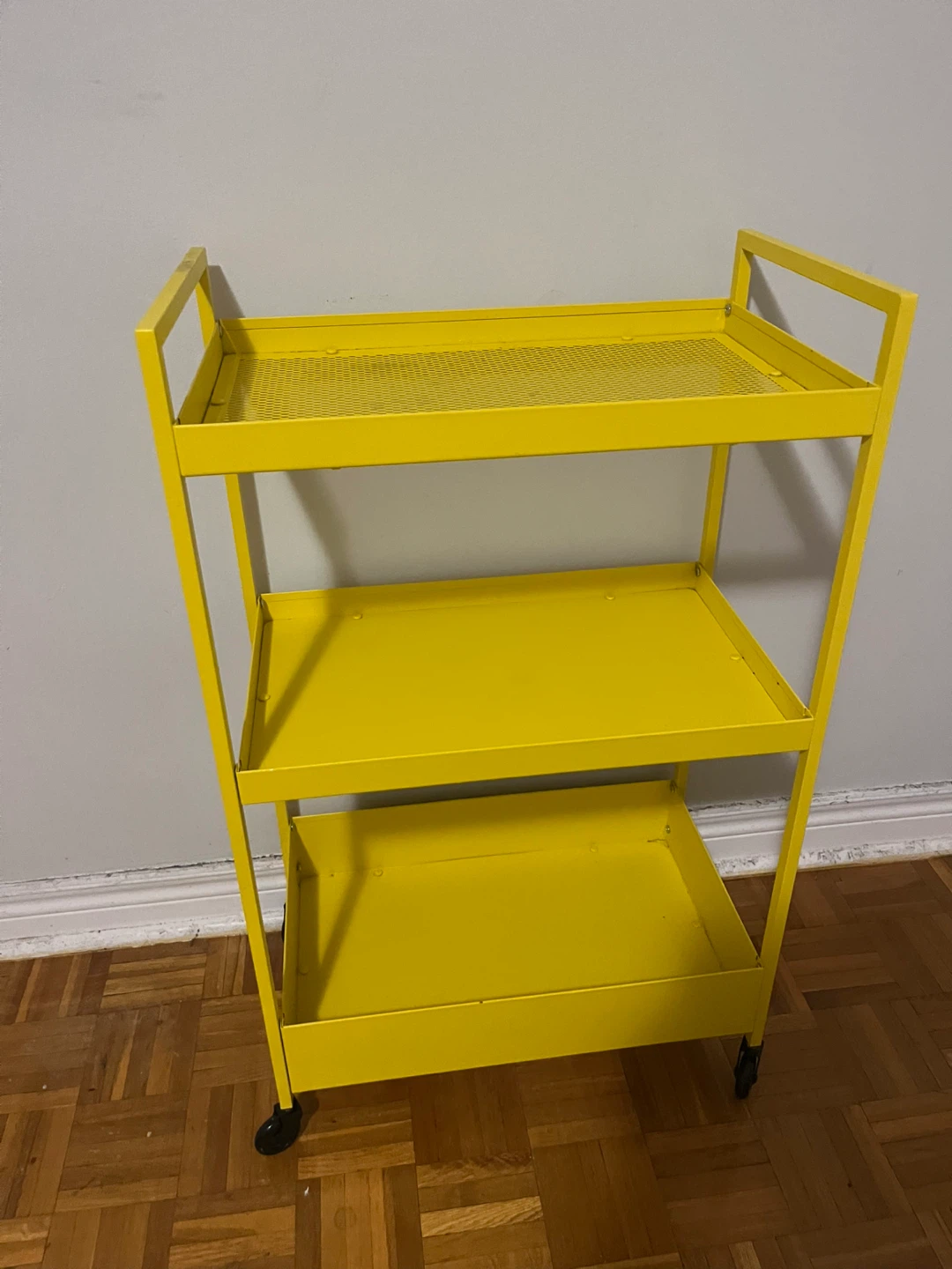 Three-Tier Rolling Metal Cart in Yellow - photo 2