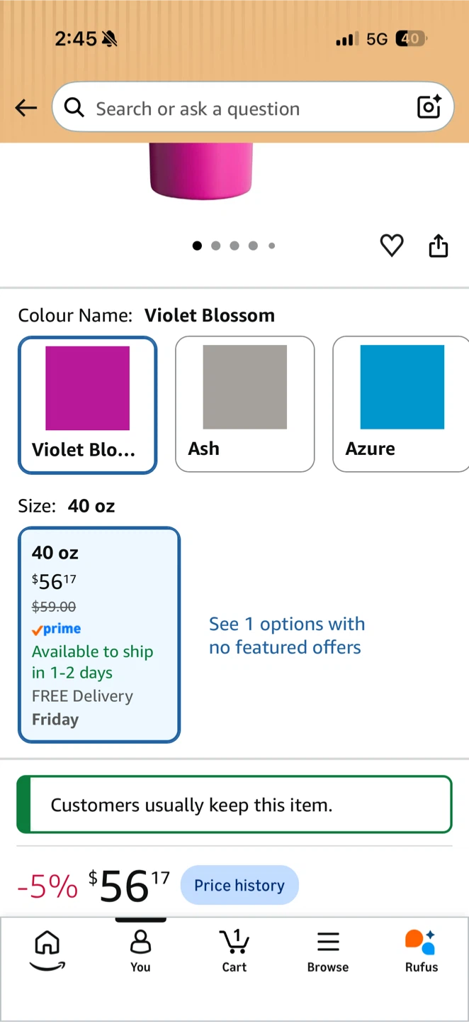 Brand New in Box Stanley Tumbler 40 oz Violet Blossom