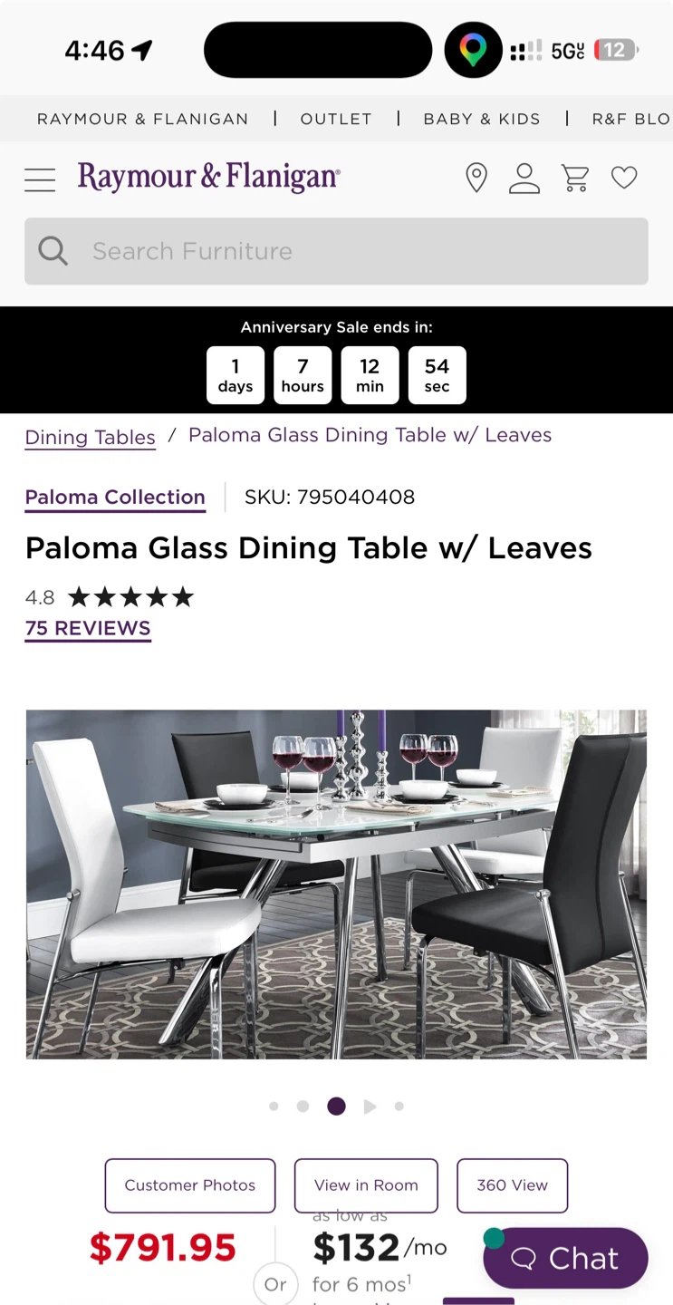 Raymour & Flanigan Paloma Glass Dining Table and Chairs - photo 2