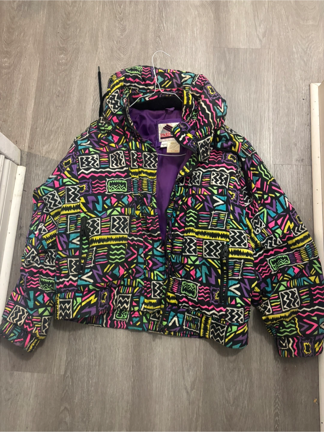 Vintage Park Avenue Neon Pattern Winter Jacket