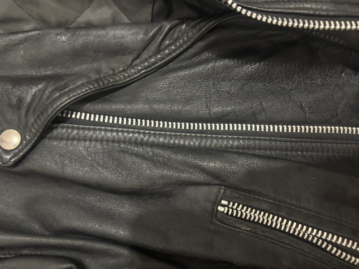 Black Leather Motorcycle Jacket - photo 2