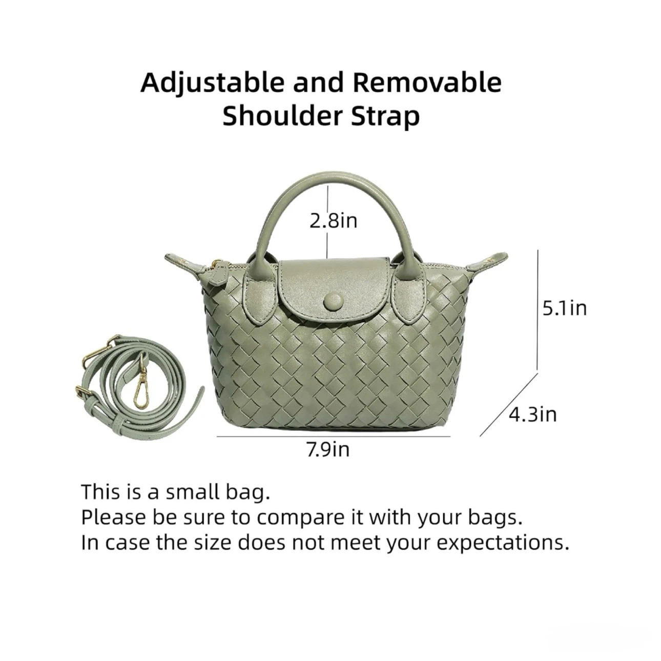 Brand new Woven Crossbody Bag, Cute Small Vegan Leather Purse - photo 3