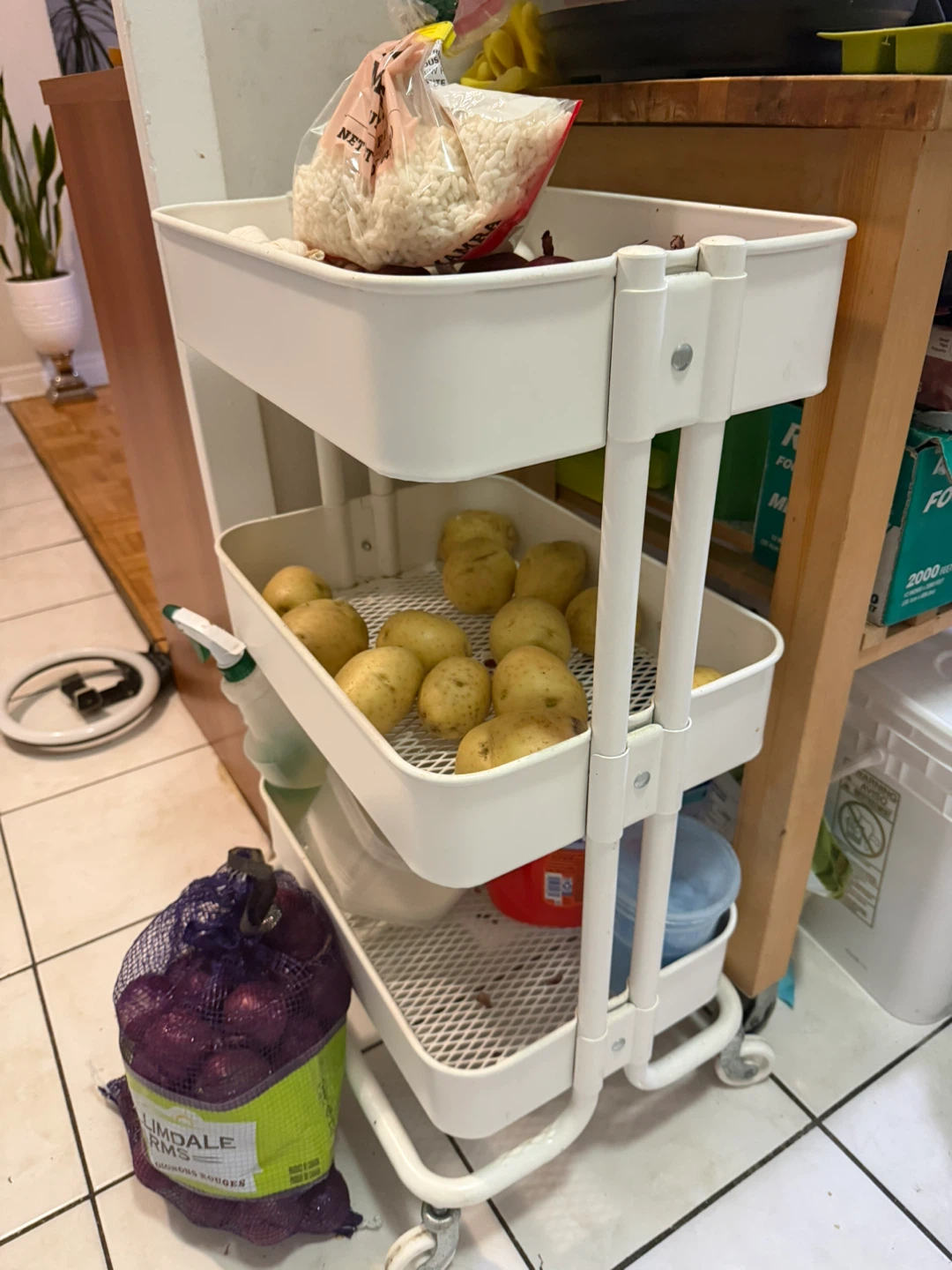 White 3-Tier Rolling Utility Cart