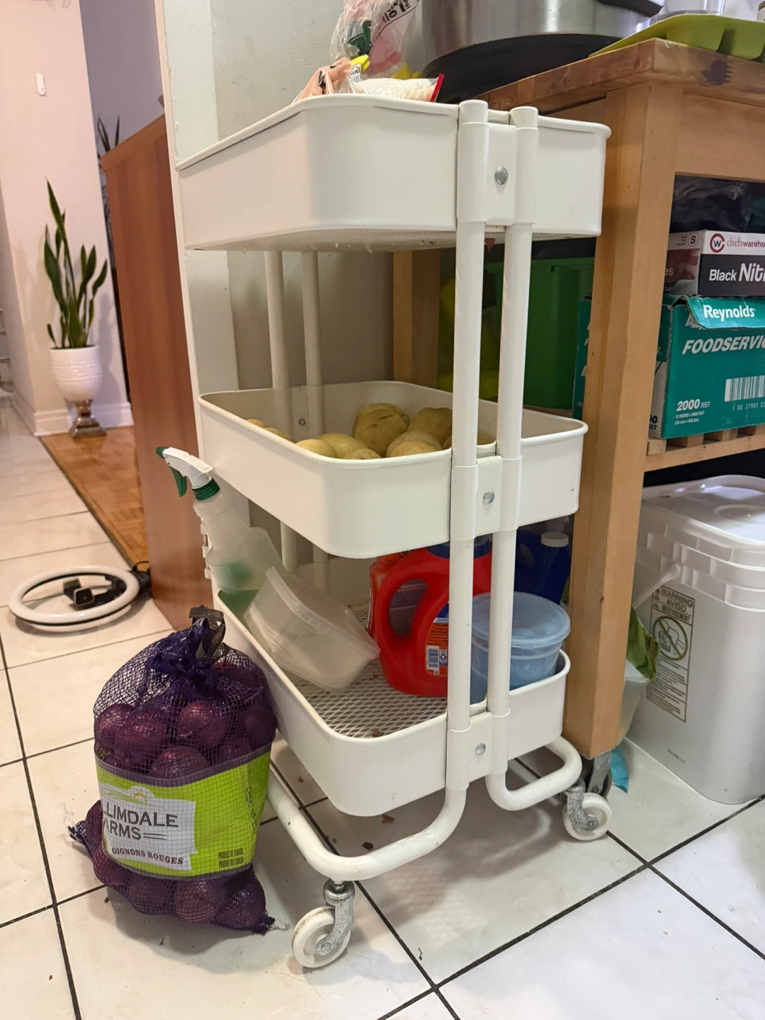 White 3-Tier Rolling Utility Cart - photo 2