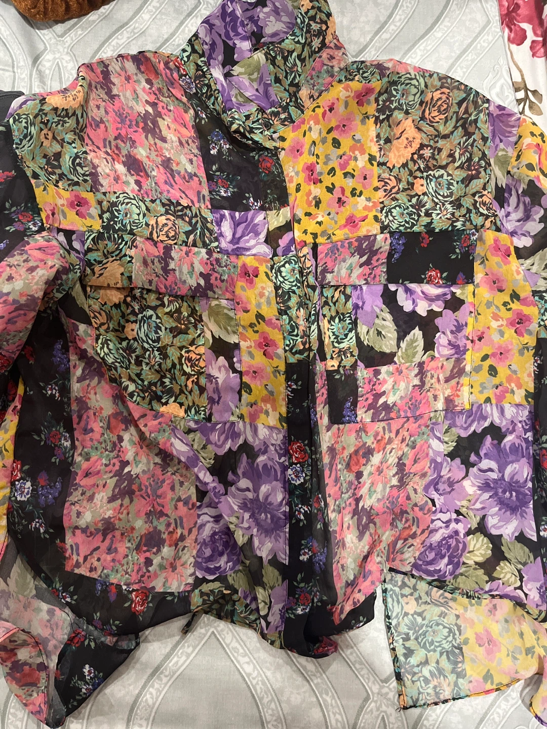 Floral Patchwork Button-Down Shirt
