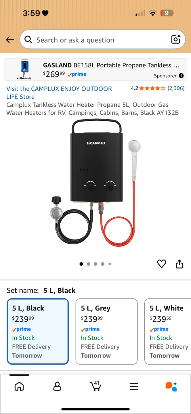 Camplux 5L Portable Propane Tankless Water Heater - photo 2