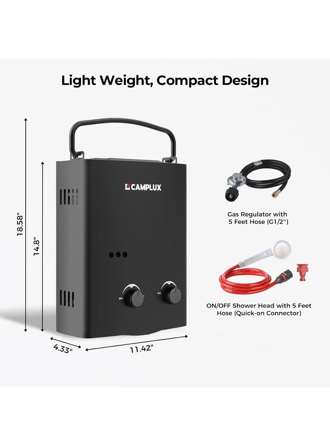 Camplux 5L Portable Propane Tankless Water Heater - photo 3