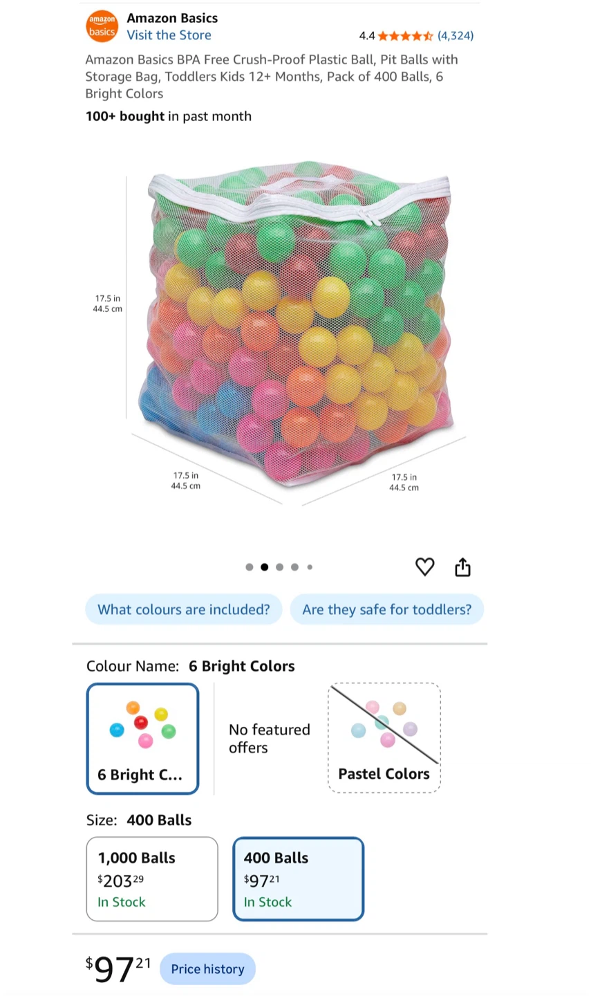 Amazon Basics 400 Count Pit Balls with Storage Bag - photo 2
