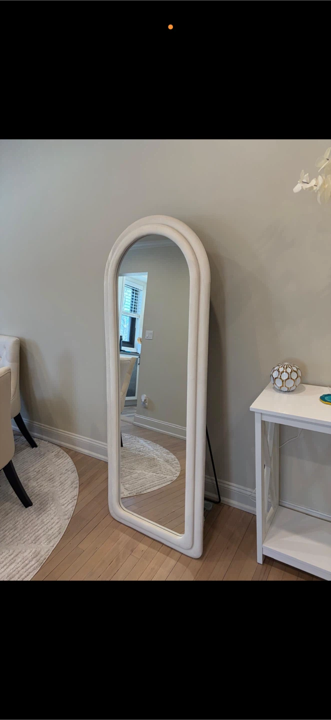 Arched Floor Mirror with White Frame