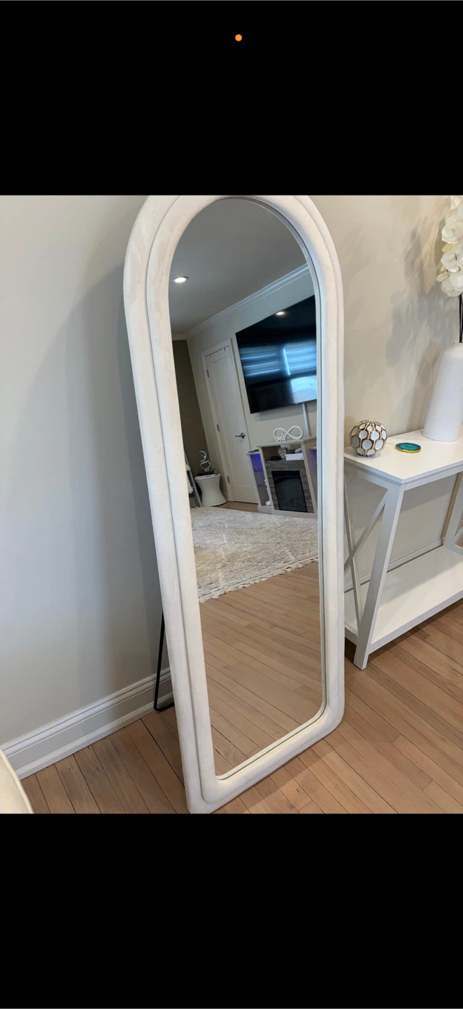 Arched Floor Mirror with White Frame - photo 5