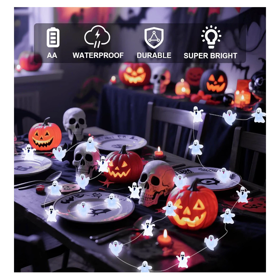Halloween LED Ghost String Lights - photo 2