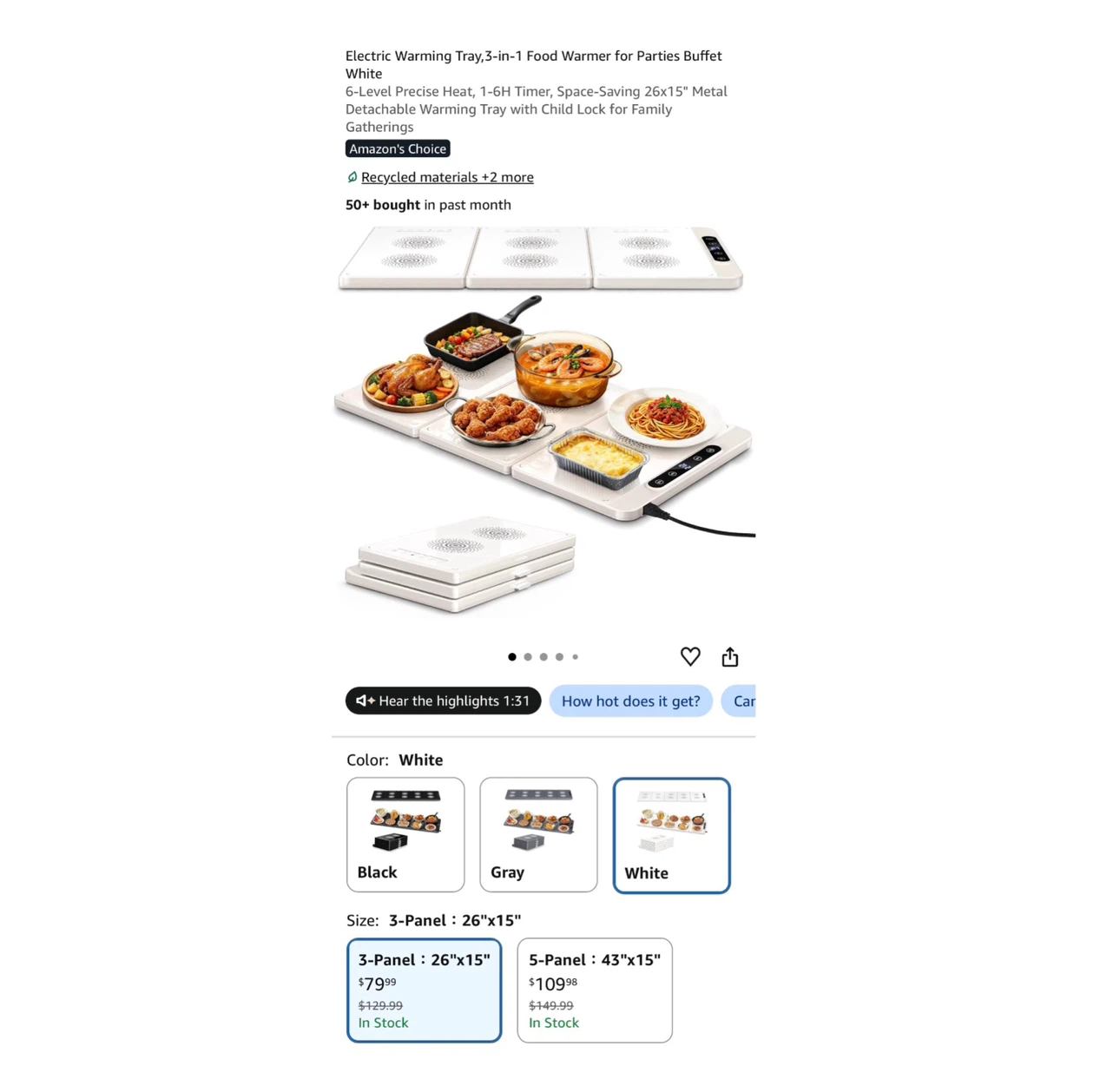 Brand new Electric Warming Tray,3‑in‑1 Food Warmer