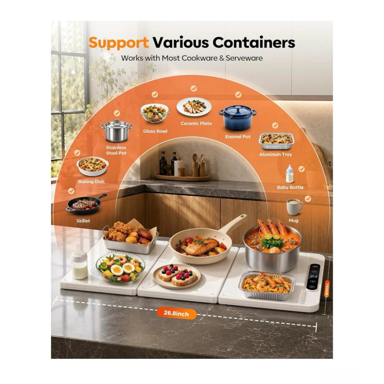 Brand new Electric Warming Tray,3‑in‑1 Food Warmer - photo 4