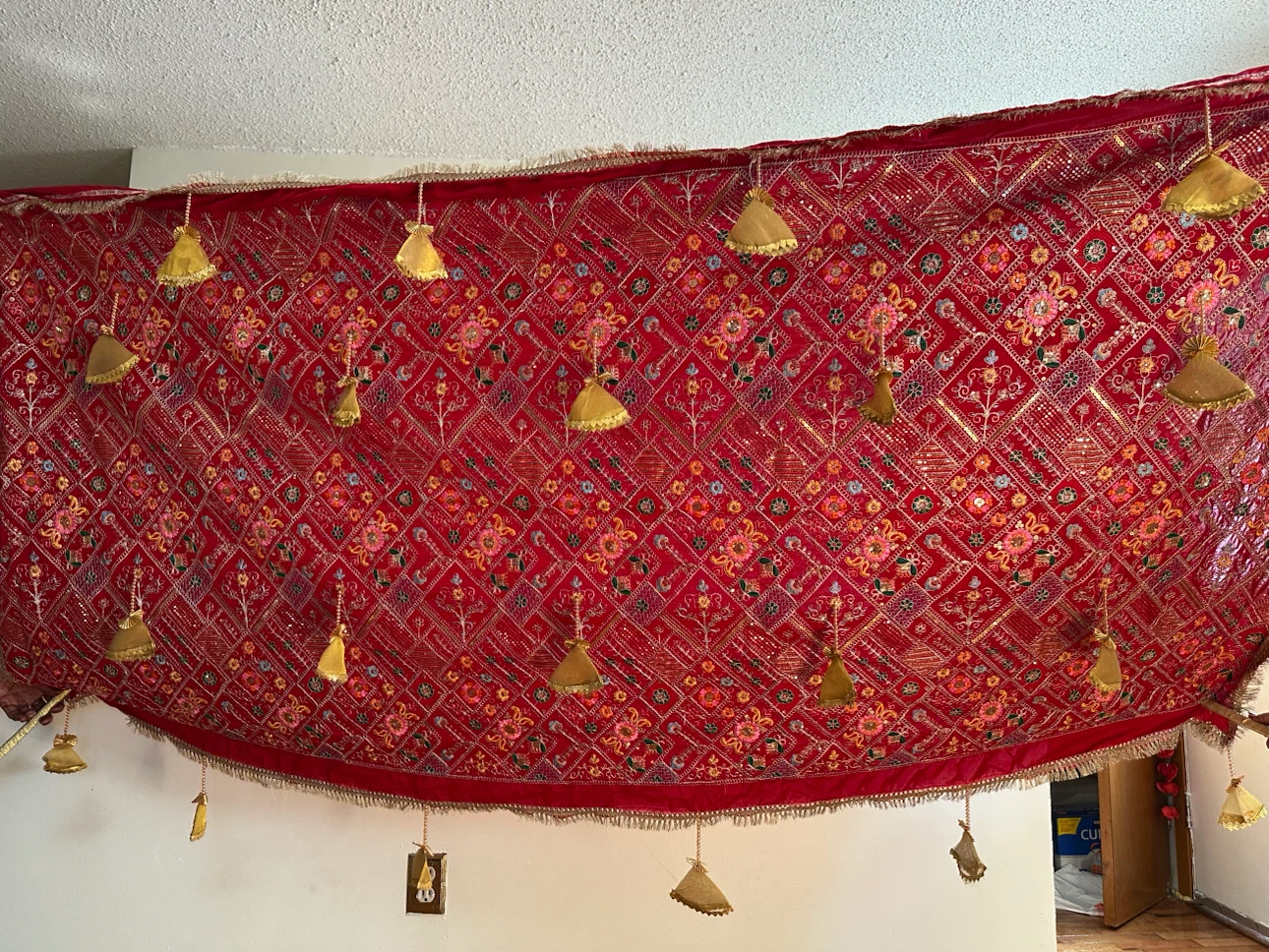 Red Embroidered Decorative Wall Hanging