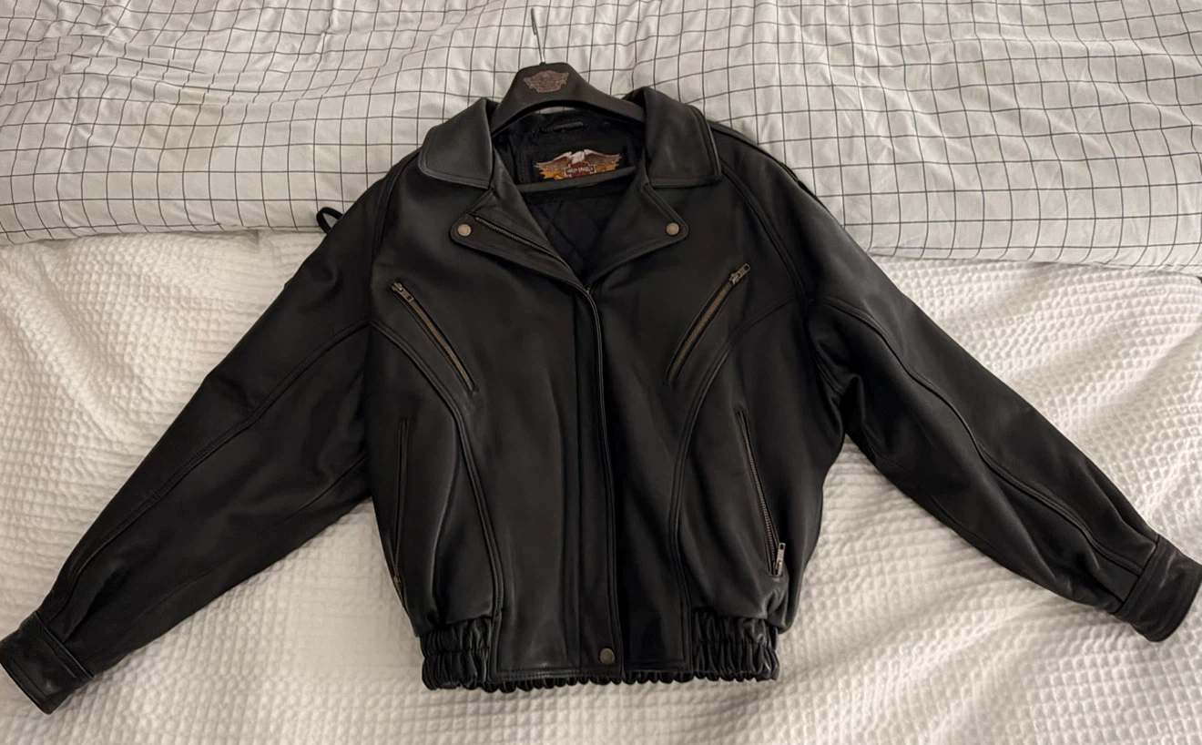 Vintage Harley-Davidson Black Leather Fringed Jacket