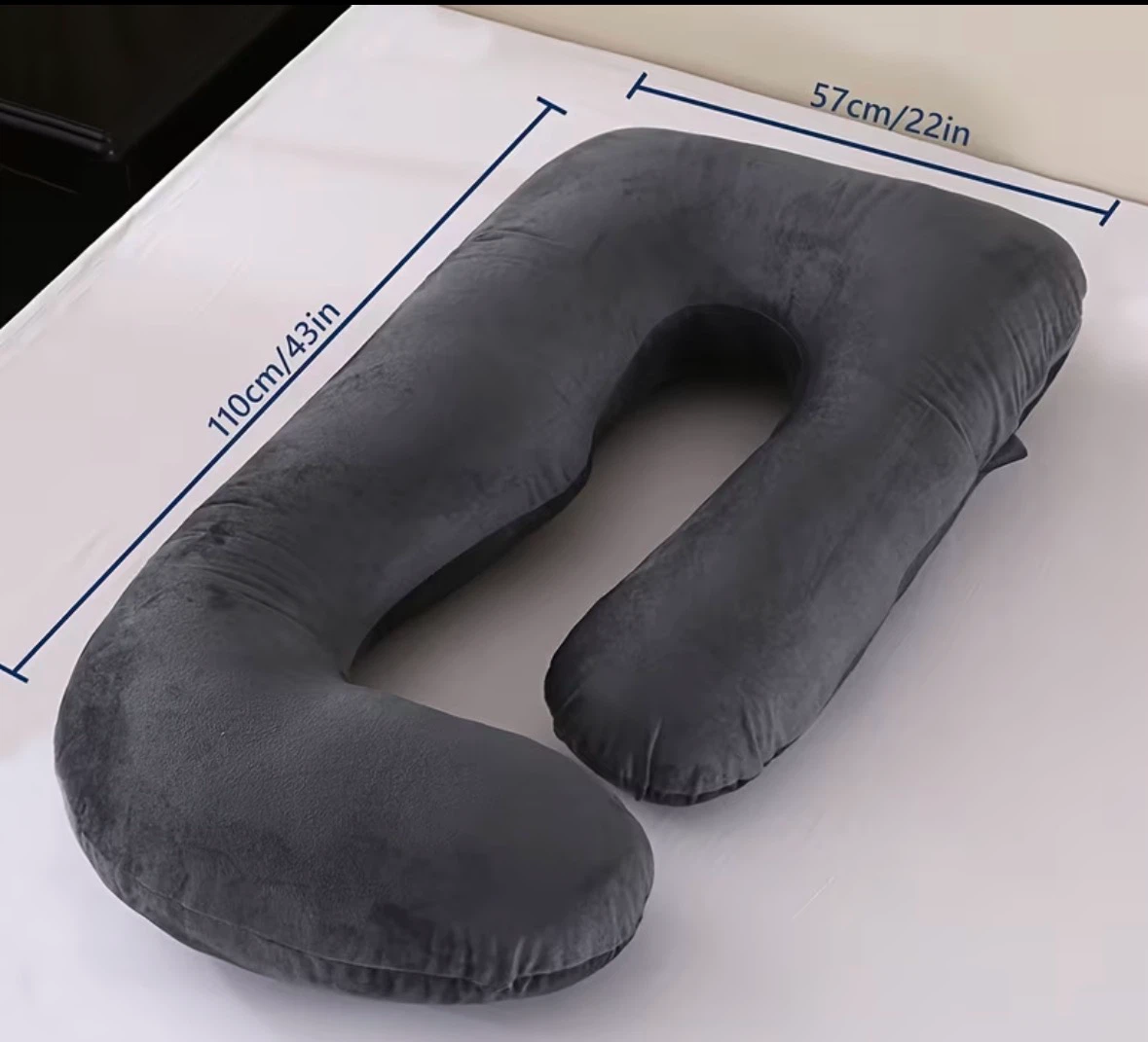 Dark Grey U-Shaped Maternity Pillow