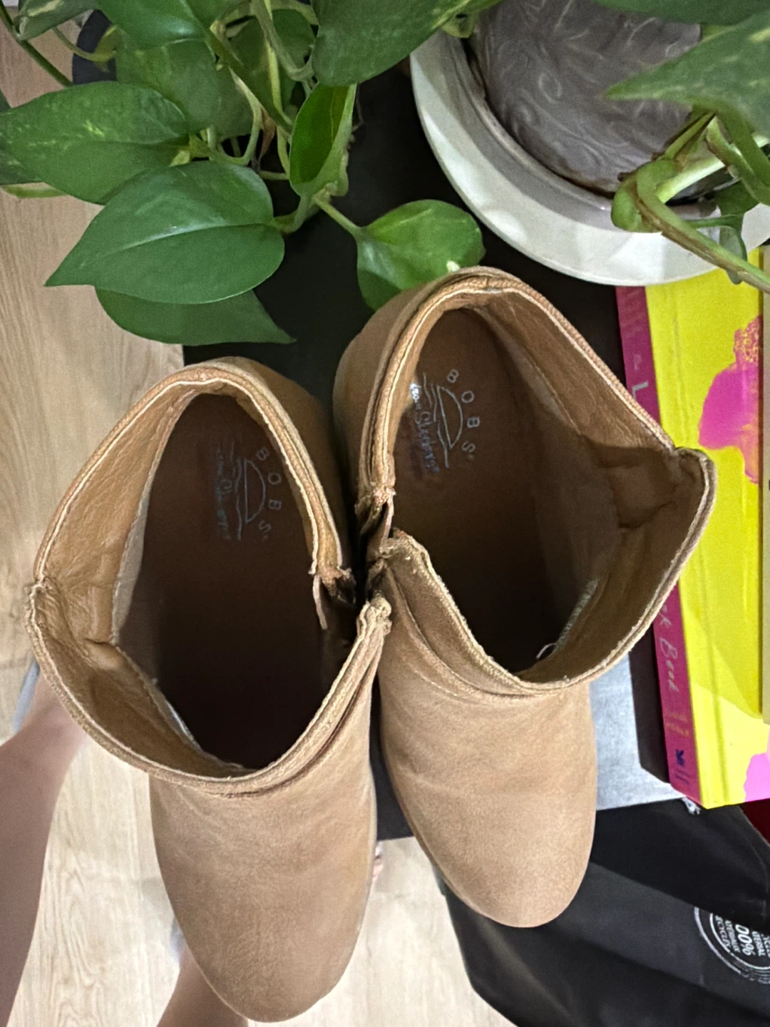 BOBS from Skechers tan wedge ankle boots (size 7) - photo 3
