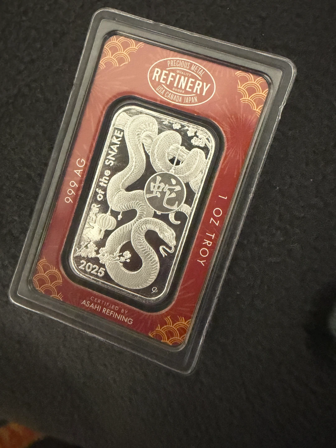 Asahi Refining Year of the Snake 1oz Silver Bar - photo 2