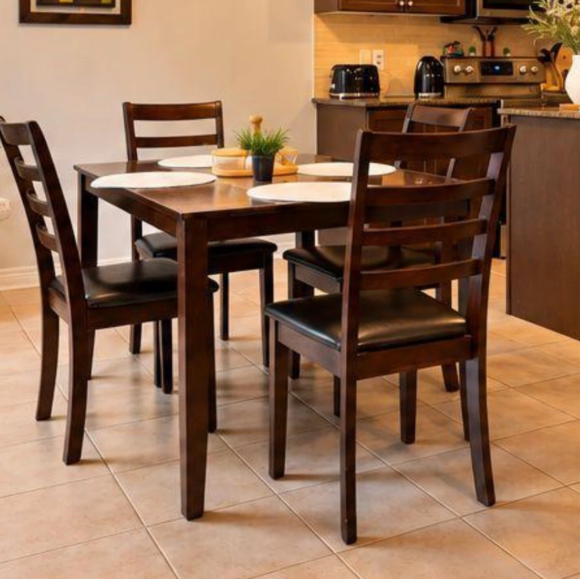 Dark Wood Dining Table and 4 Chairs