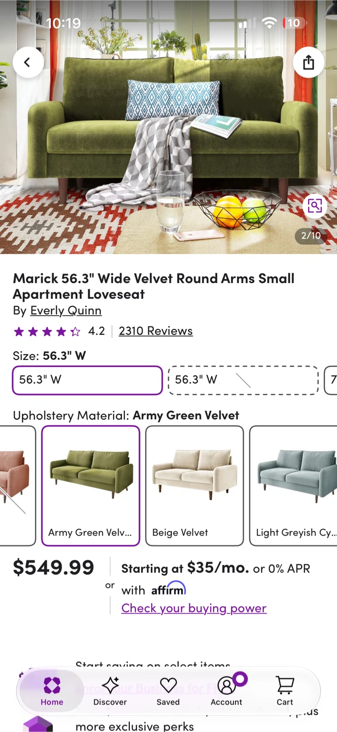 Velvet 2 seater Loveseat Sofa - photo 4