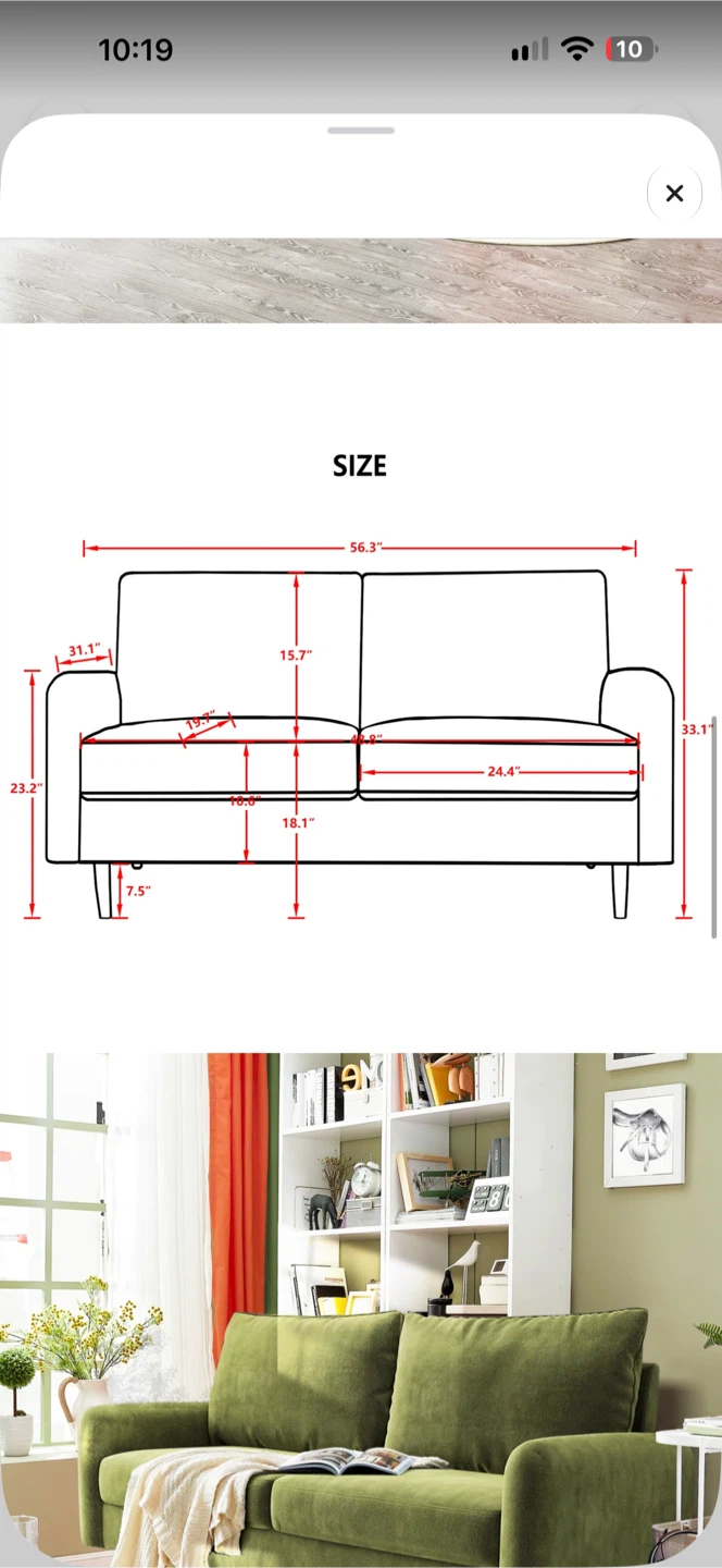 Velvet 2 seater Loveseat Sofa - photo 5