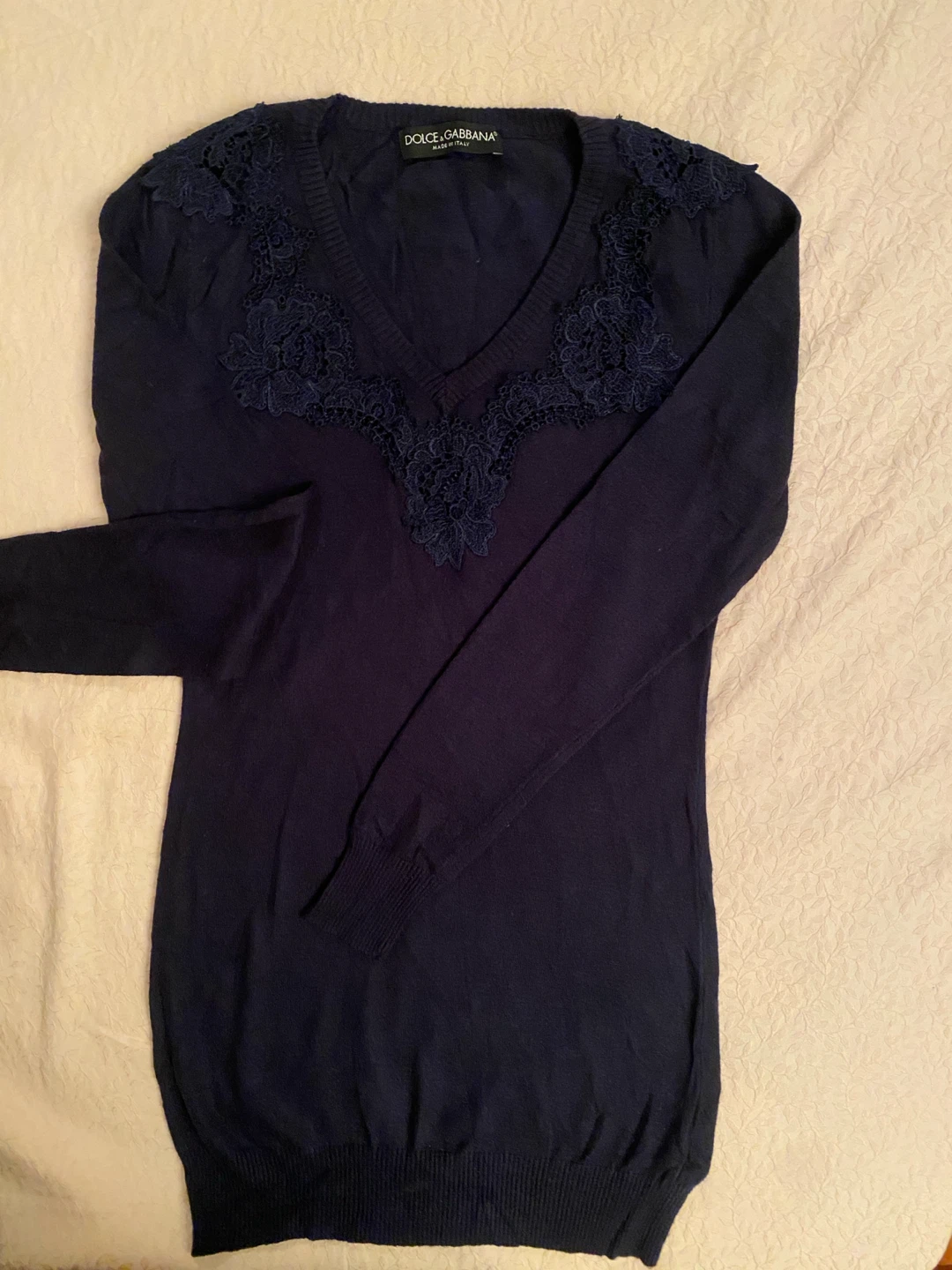 Dolce & Gabbana Navy Cashmere Blend Sweater