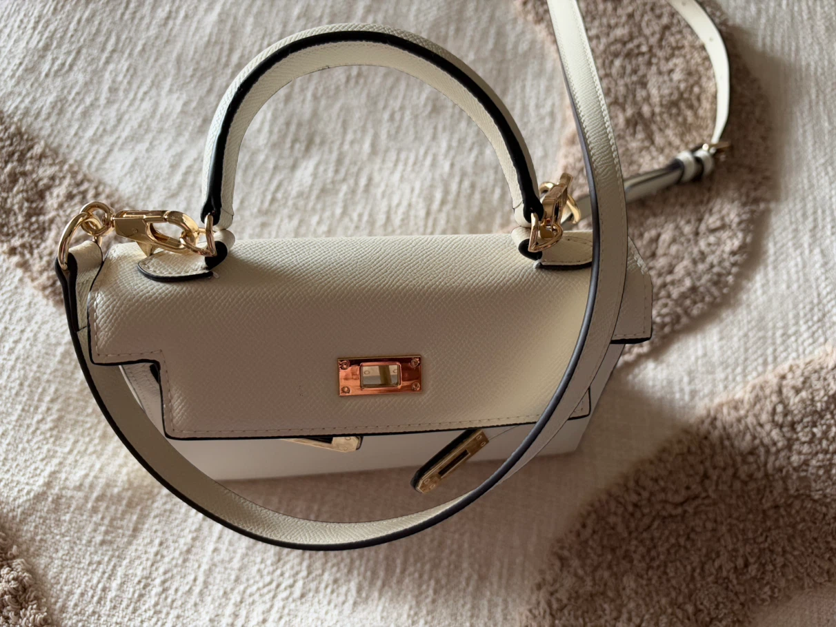 White Structured Handbag with Gold Hardware - photo 4