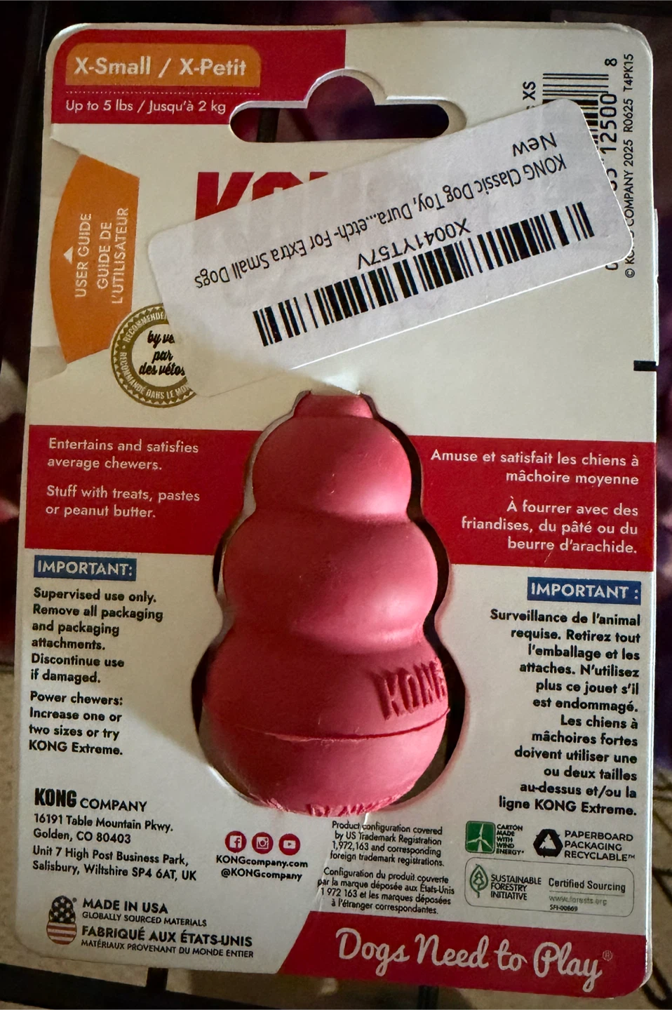 🐾 KONG Classic Dog Toy – X-Small – Brand New 🐾 - photo 2